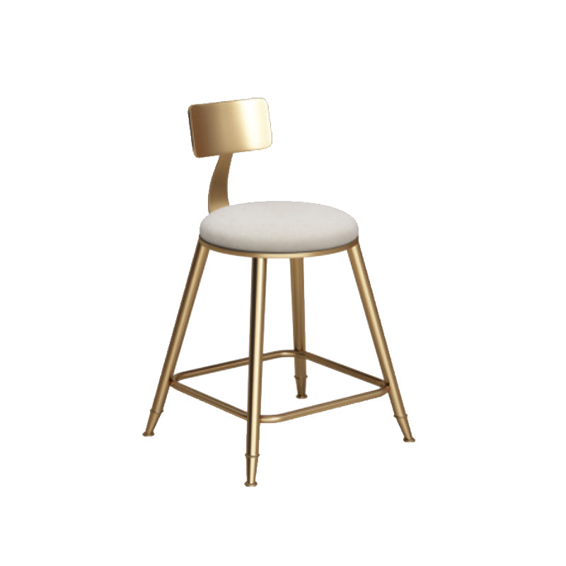 Glam Armless Backrest Counter Stool Iron Bar Stool with Cushion for Milk Tea Shop