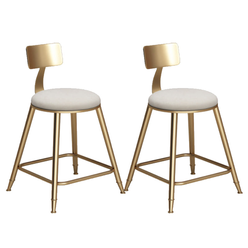 Glam Armless Backrest Counter Stool Iron Bar Stool with Cushion for Milk Tea Shop