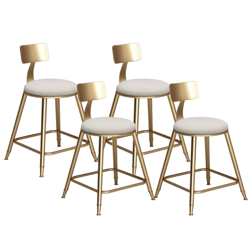 Glam Armless Backrest Counter Stool Iron Bar Stool with Cushion for Milk Tea Shop