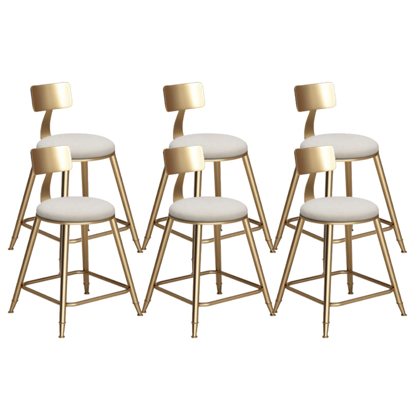 Glam Armless Backrest Counter Stool Iron Bar Stool with Cushion for Milk Tea Shop