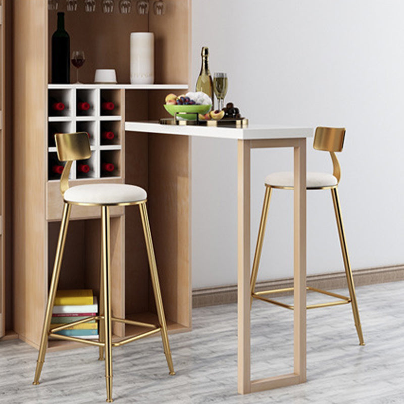 Glam Armless Backrest Counter Stool Iron Bar Stool with Cushion for Milk Tea Shop