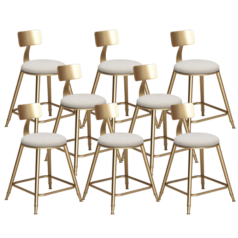 Glam Armless Backrest Counter Stool Iron Bar Stool with Cushion for Milk Tea Shop