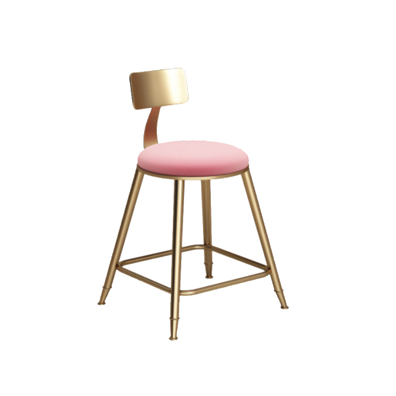 Glam Armless Backrest Counter Stool Iron Bar Stool with Cushion for Milk Tea Shop