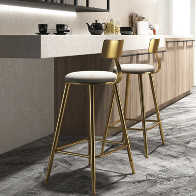 Glam Armless Backrest Counter Stool Iron Bar Stool with Cushion for Milk Tea Shop