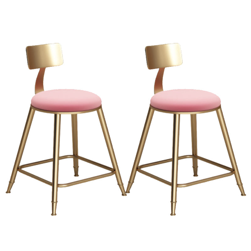 Glam Armless Backrest Counter Stool Iron Bar Stool with Cushion for Milk Tea Shop