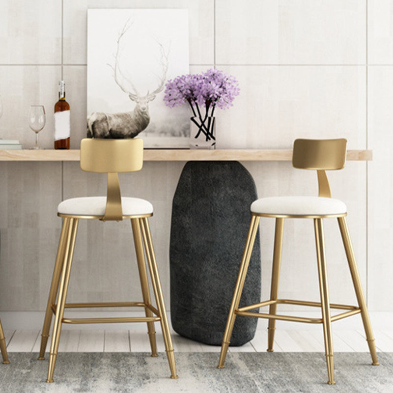 Glam Armless Backrest Counter Stool Iron Bar Stool with Cushion for Milk Tea Shop