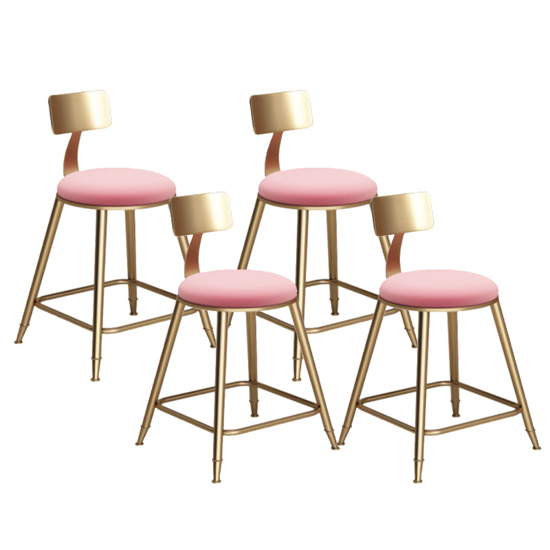 Glam Armless Backrest Counter Stool Iron Bar Stool with Cushion for Milk Tea Shop