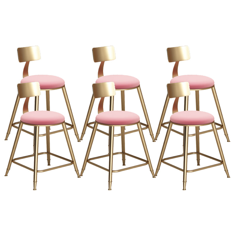 Glam Armless Backrest Counter Stool Iron Bar Stool with Cushion for Milk Tea Shop