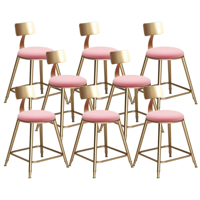 Glam Armless Backrest Counter Stool Iron Bar Stool with Cushion for Milk Tea Shop