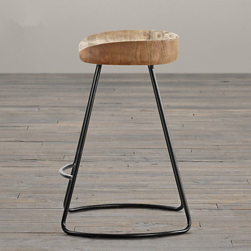 Contemporary Wooden Counter Height Stools Metal Base Bar Stool