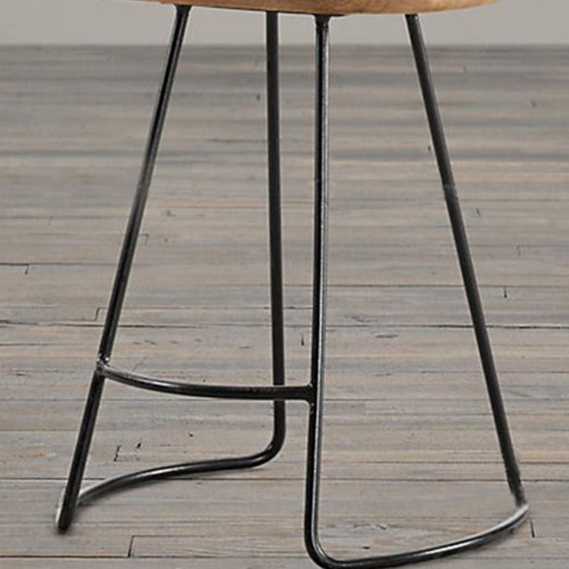 Contemporary Wooden Counter Height Stools Metal Base Bar Stool