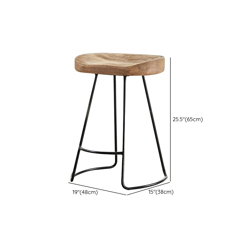 Contemporary Wooden Counter Height Stools Metal Base Bar Stool