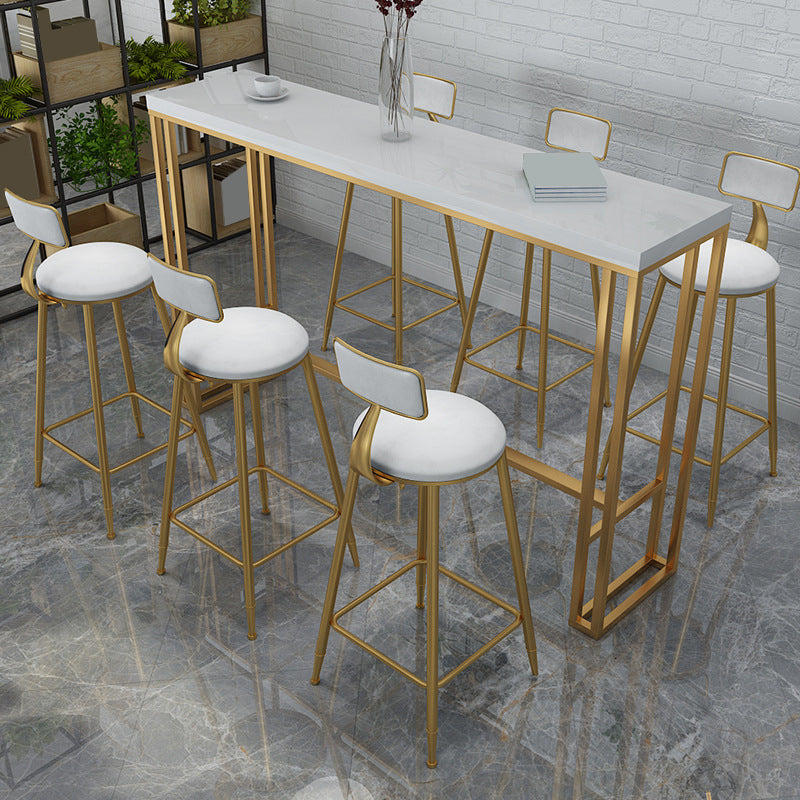 Contemporary Backrest Bar Stools Metal Barstool with Gold Footrest