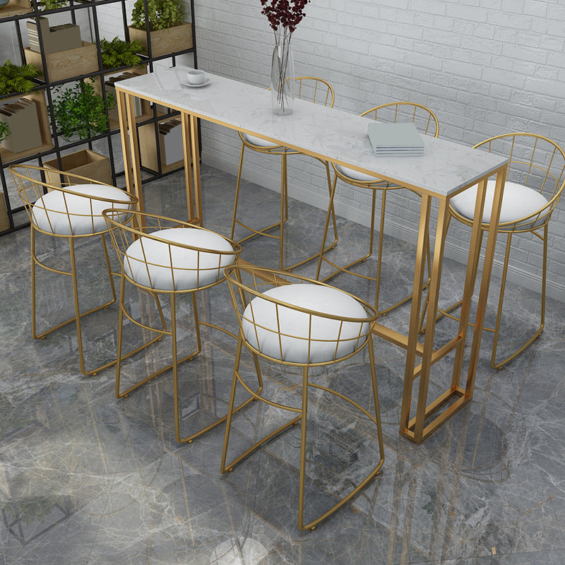 Contemporary Backrest Bar Stools Metal Barstool with Gold Footrest