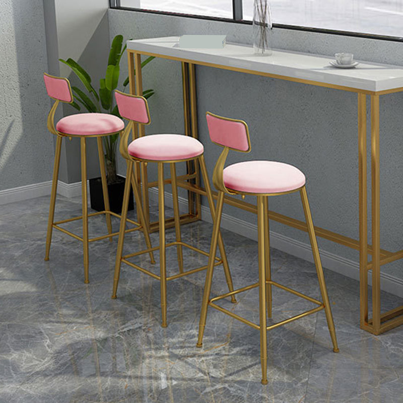 Contemporary Backrest Bar Stools Metal Barstool with Gold Footrest