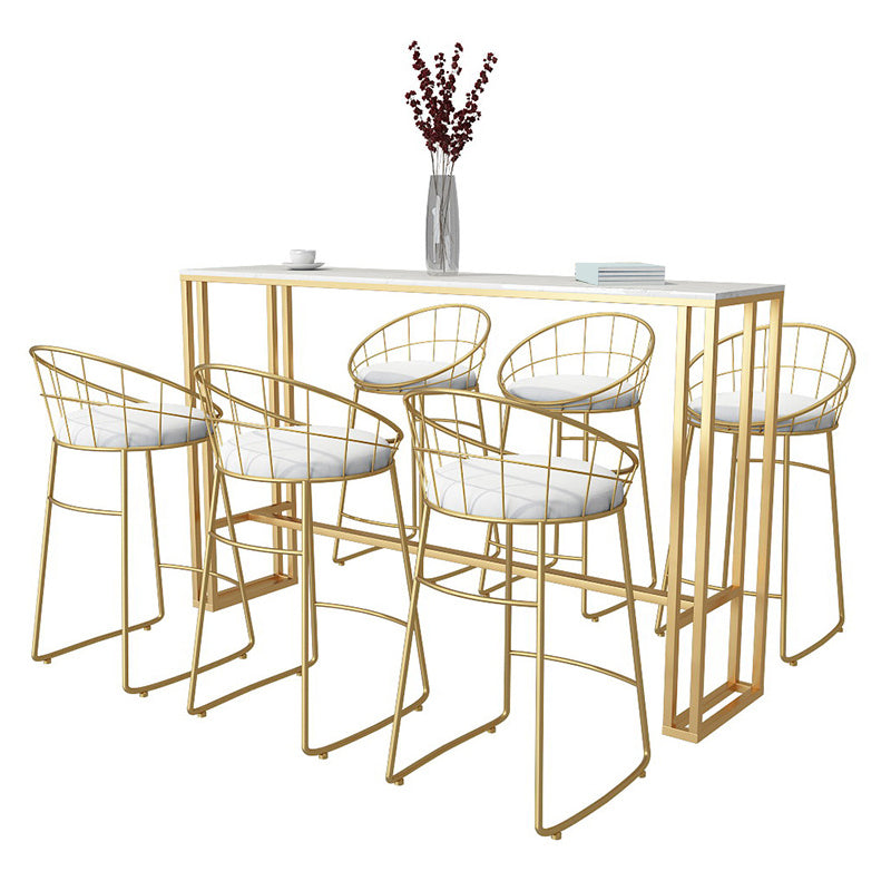 Contemporary Backrest Bar Stools Metal Barstool with Gold Footrest