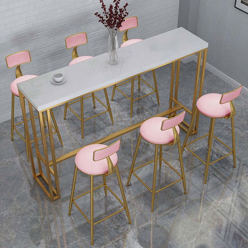 Contemporary Backrest Bar Stools Metal Barstool with Gold Footrest