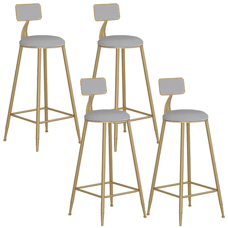 Contemporary Backrest Bar Stools Metal Barstool with Gold Footrest