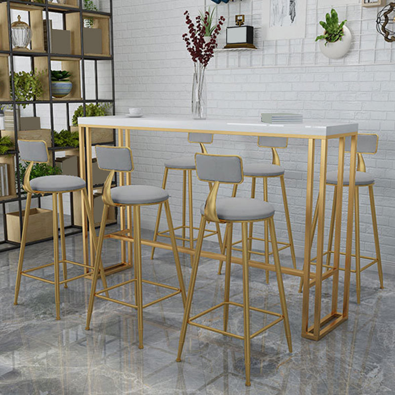 Contemporary Backrest Bar Stools Metal Barstool with Gold Footrest