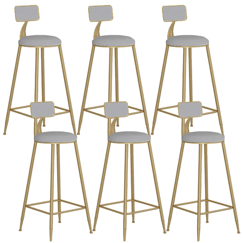 Contemporary Backrest Bar Stools Metal Barstool with Gold Footrest