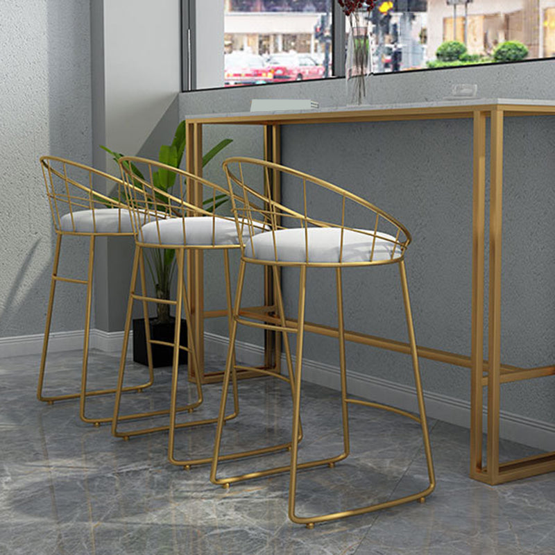 Contemporary Backrest Bar Stools Metal Barstool with Gold Footrest