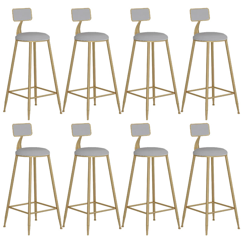 Contemporary Backrest Bar Stools Metal Barstool with Gold Footrest