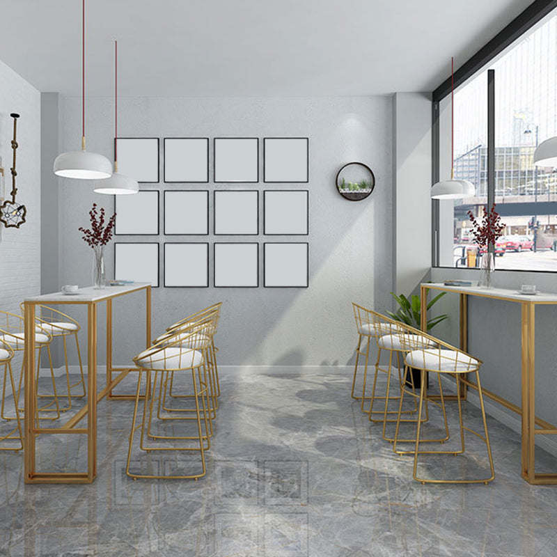 Contemporary Backrest Bar Stools Metal Barstool with Gold Footrest