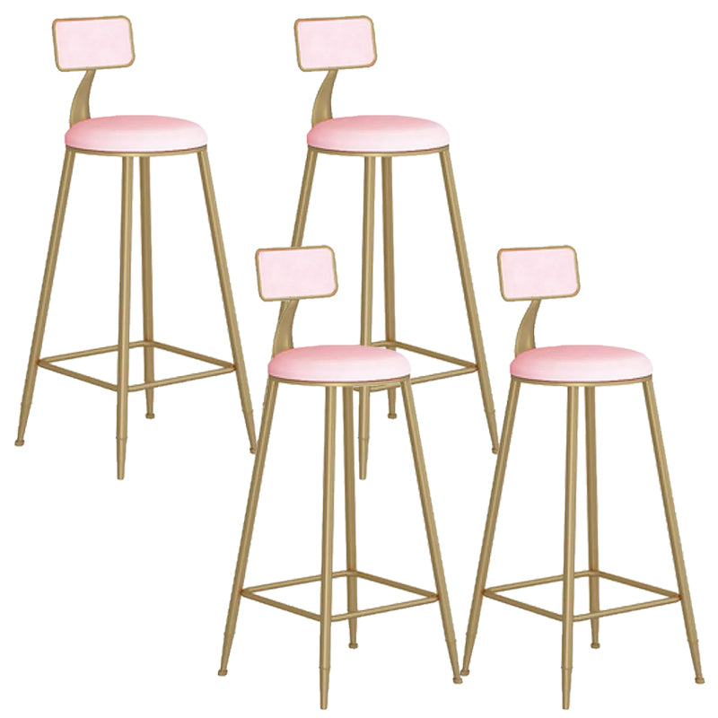 Contemporary Backrest Bar Stools Metal Barstool with Gold Footrest