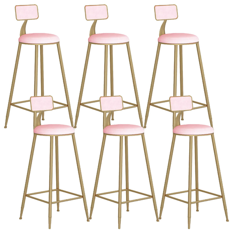 Contemporary Backrest Bar Stools Metal Barstool with Gold Footrest