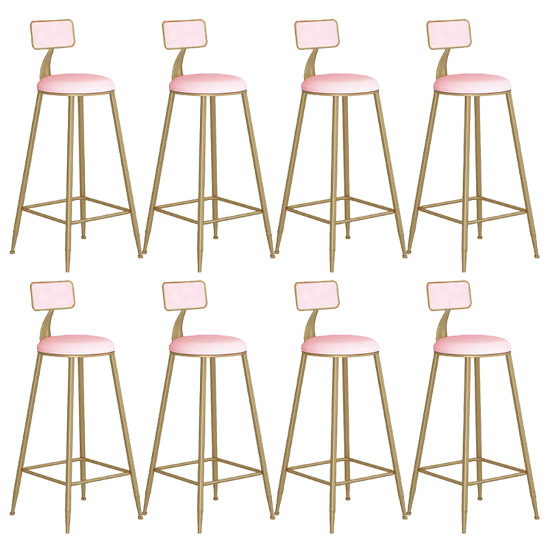 Contemporary Backrest Bar Stools Metal Barstool with Gold Footrest