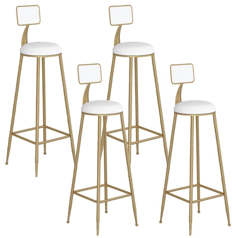 Contemporary Backrest Bar Stools Metal Barstool with Gold Footrest