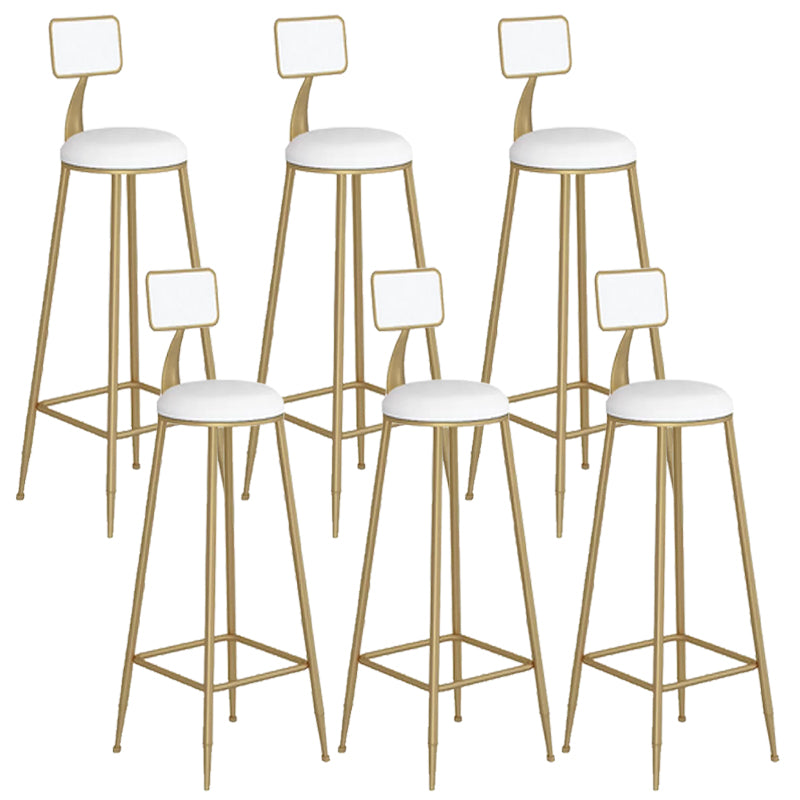 Contemporary Backrest Bar Stools Metal Barstool with Gold Footrest