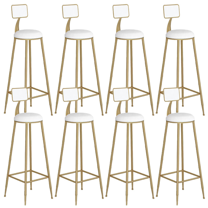 Contemporary Backrest Bar Stools Metal Barstool with Gold Footrest
