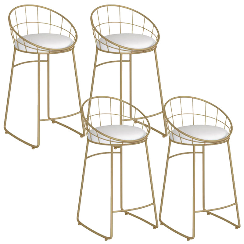 Contemporary Backrest Bar Stools Metal Barstool with Gold Footrest