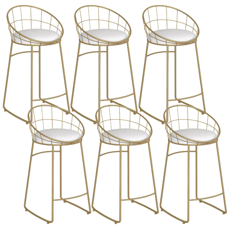 Contemporary Backrest Bar Stools Metal Barstool with Gold Footrest