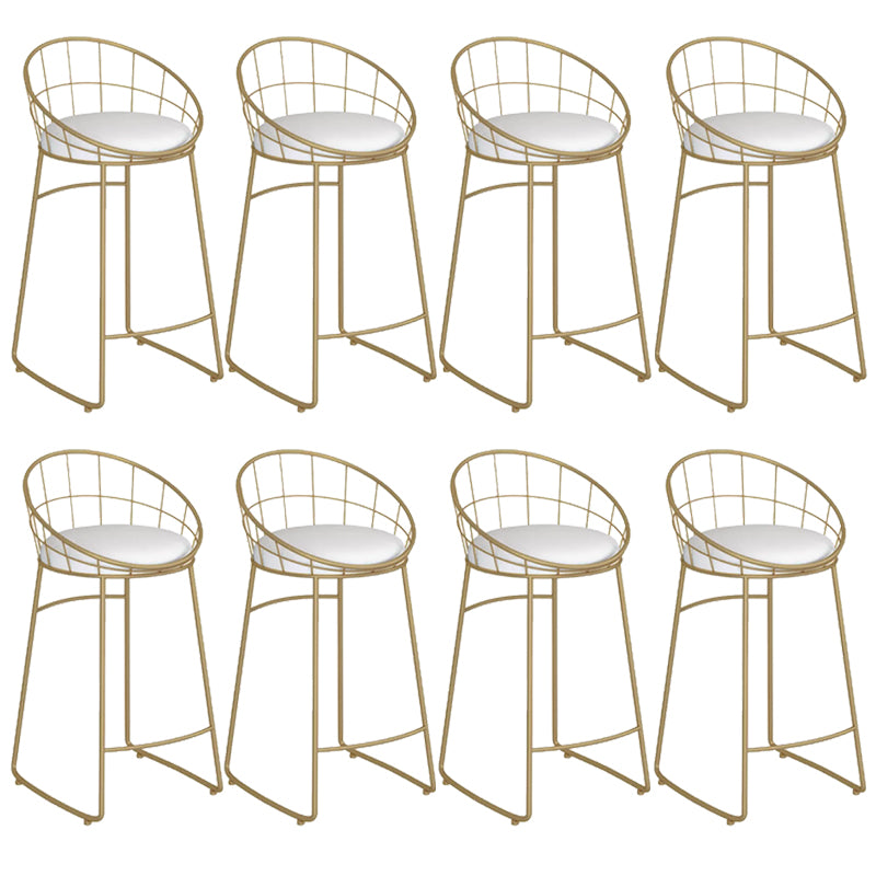 Contemporary Backrest Bar Stools Metal Barstool with Gold Footrest