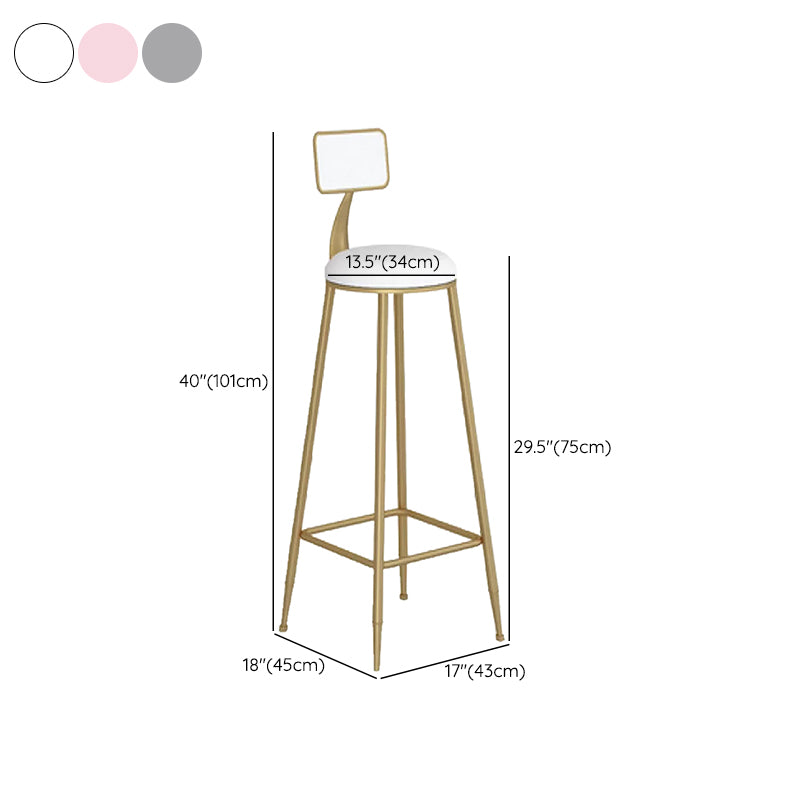 Contemporary Backrest Bar Stools Metal Barstool with Gold Footrest