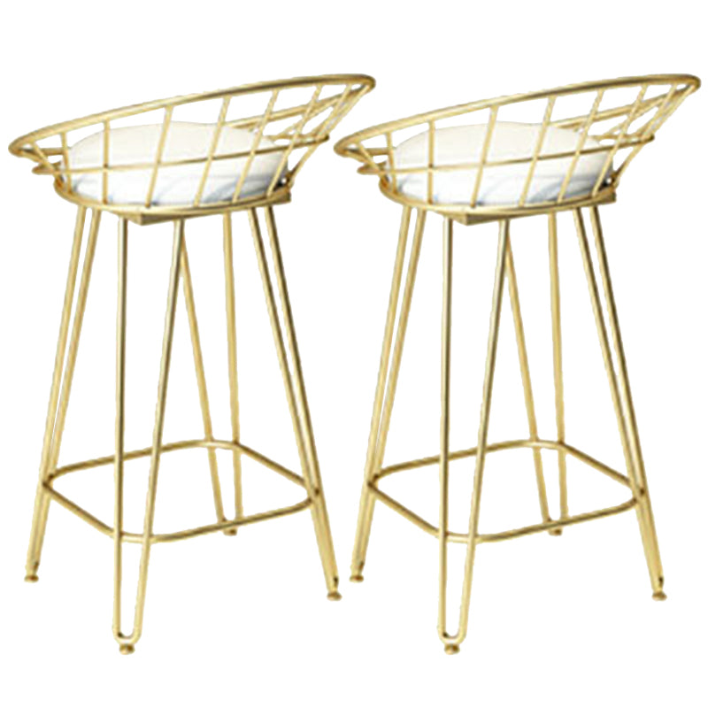 Glam Backrest Stools Metal Barstool with Gold Metal Legs for Bar