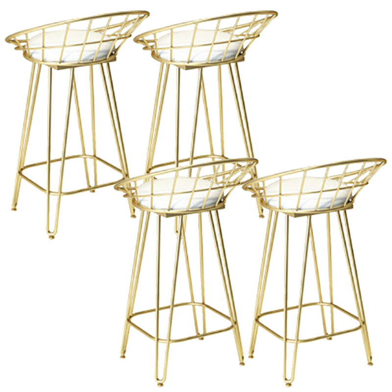 Glam Backrest Stools Metal Barstool with Gold Metal Legs for Bar