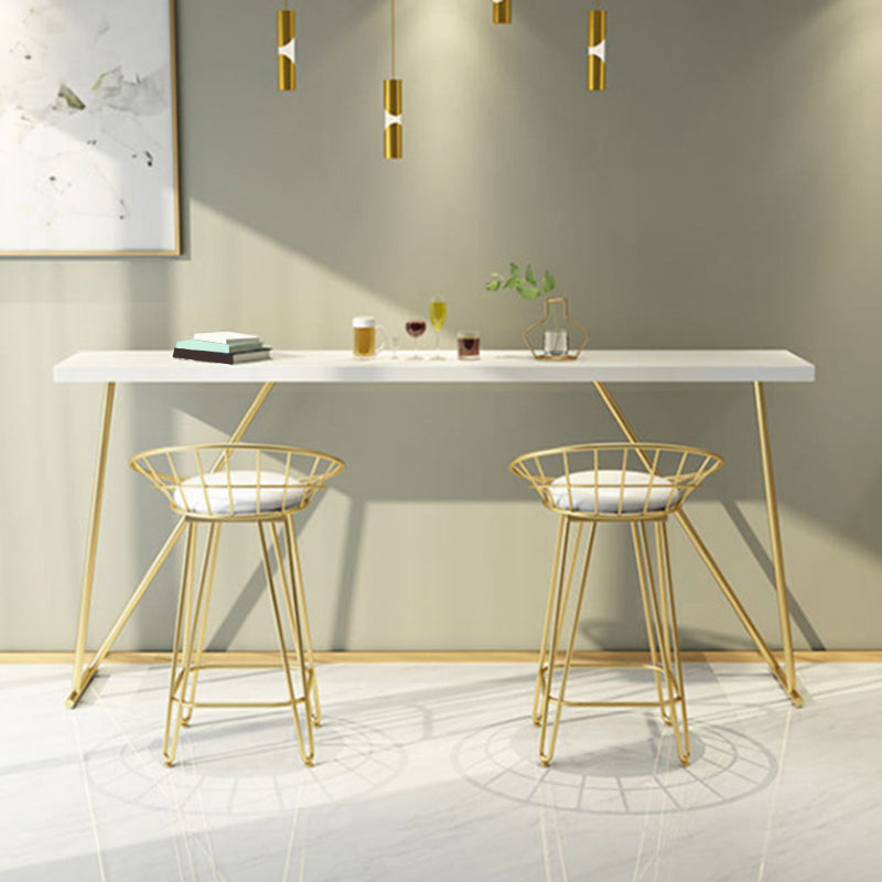 Glam Backrest Stools Metal Barstool with Gold Metal Legs for Bar