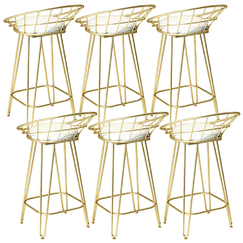 Glam Backrest Stools Metal Barstool with Gold Metal Legs for Bar