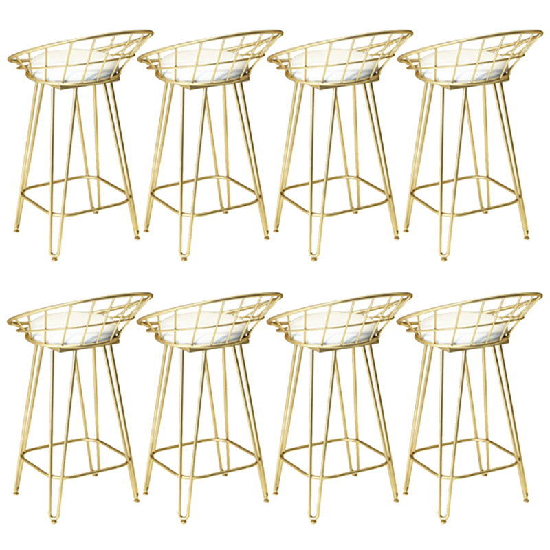 Glam Backrest Stools Metal Barstool with Gold Metal Legs for Bar