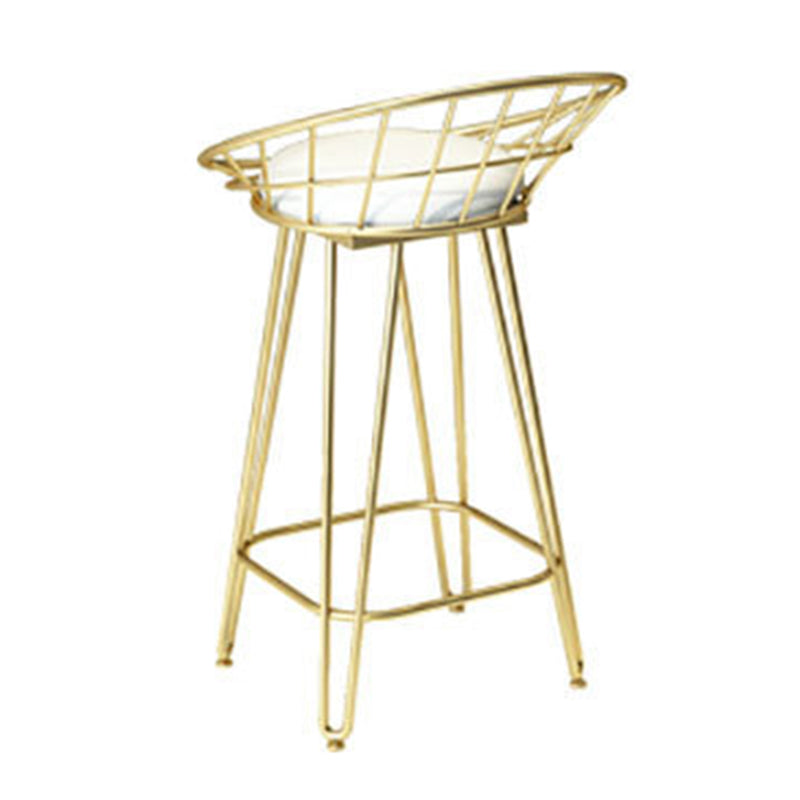 Glam Backrest Stools Metal Barstool with Gold Metal Legs for Bar