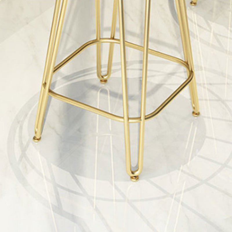 Glam Backrest Stools Metal Barstool with Gold Metal Legs for Bar