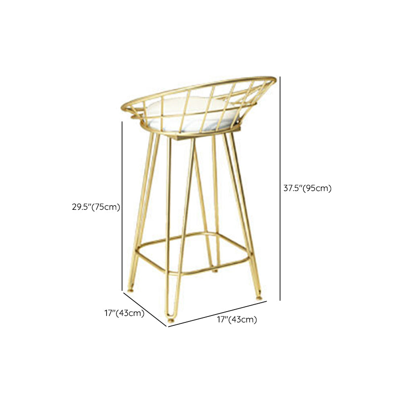 Glam Backrest Stools Metal Barstool with Gold Metal Legs for Bar