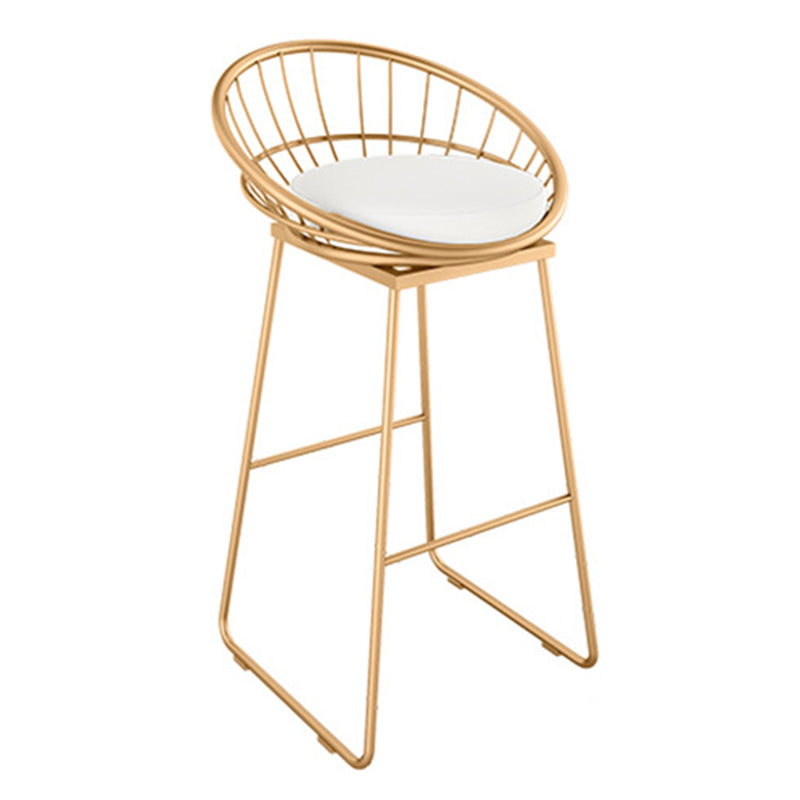 Glam Round Bar Stools Gold Metal Dining Stools with Footrest