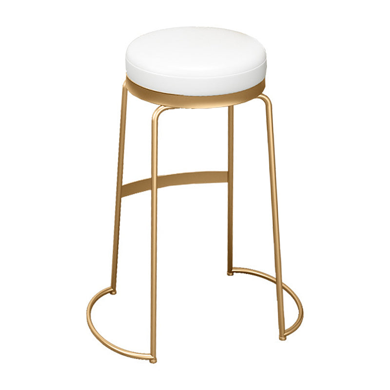 Glam Round Bar Stools Gold Metal Dining Stools with Footrest