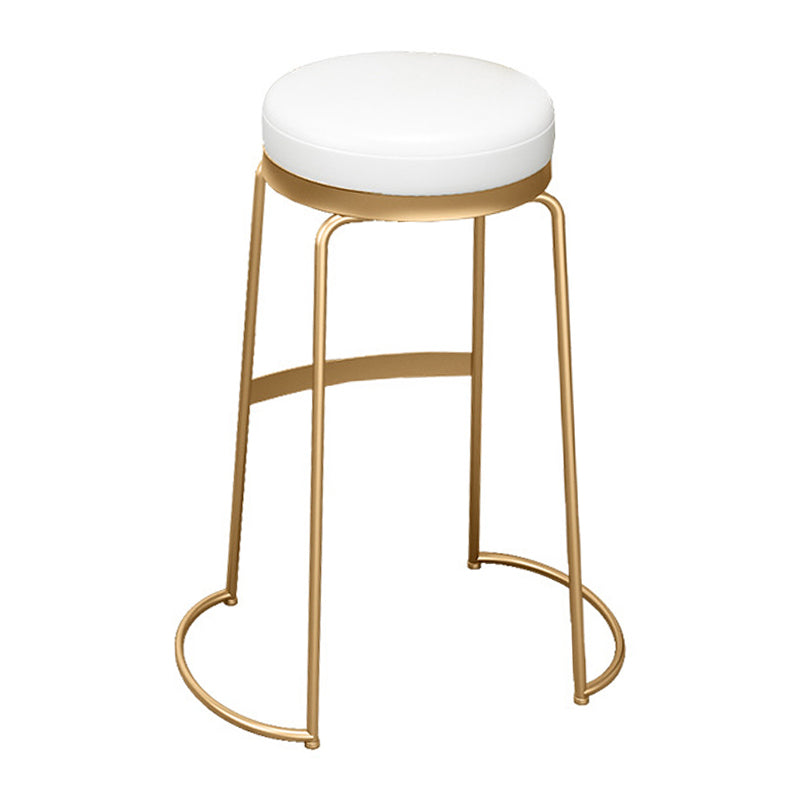 Glam Round Bar Stools Gold Metal Dining Stools with Footrest