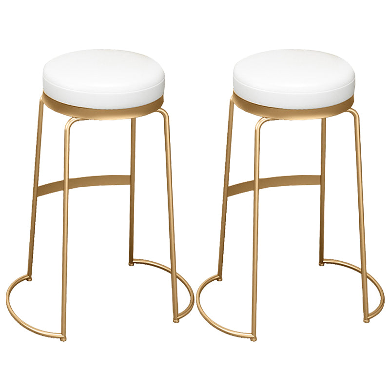 Glam Round Bar Stools Gold Metal Dining Stools with Footrest