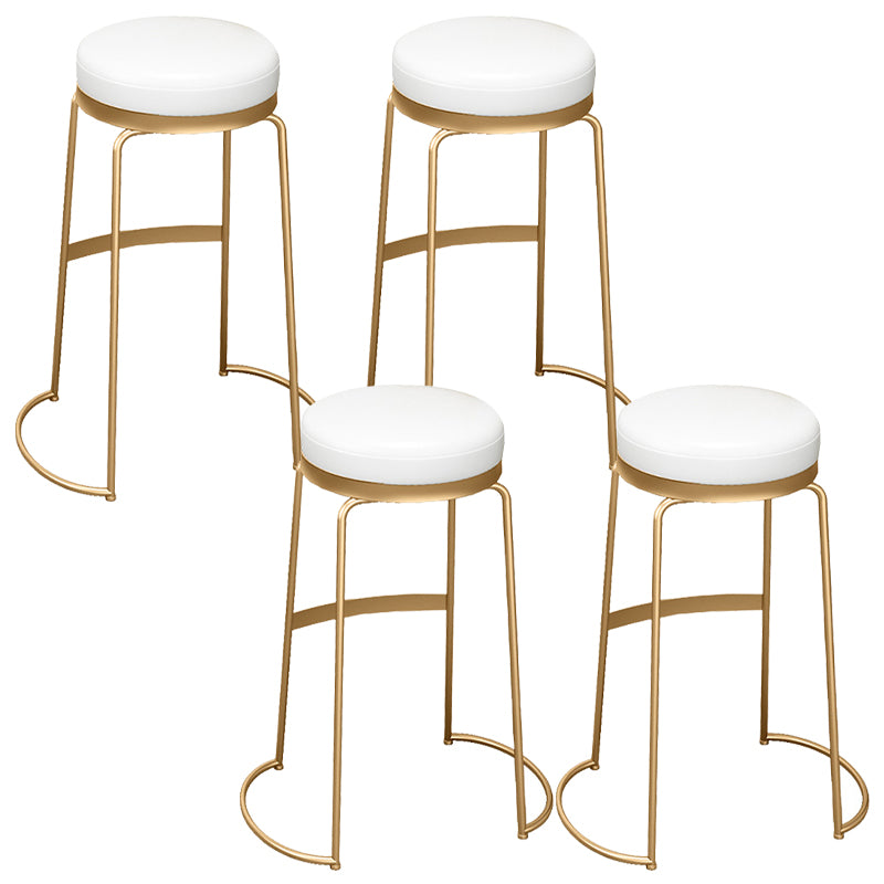Glam Round Bar Stools Gold Metal Dining Stools with Footrest